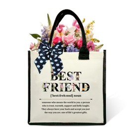 Best Friend Shoulder Beach Bag, Best Friend Definition Canvas Tote Bag, Long Distance Friendship Gifts For BFF, Birthday Christmas Thank You Gifts For Best Friends Besties -55