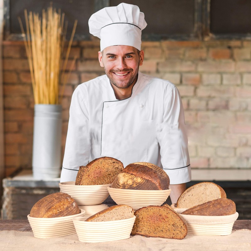 25cm Bread Proofing Basket Set Oval Natural Rattan Sourdough Proofing