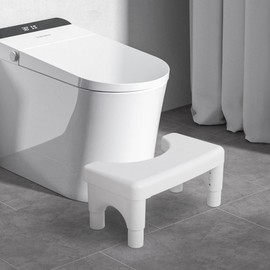 Poop Stool Toilet Stool White Adults for Bathroom, 5.9"" to 8.5"" Adjustable Height Toilet Stool Squat Adult