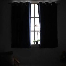 YoungsTex Short Blackout Curtains 40 Inches Length for Window - Thermal Insulated with Grommet Room Darkening Drapes Privacy for Basement Bathroom Bedroom Kitchen, 2 Panels, 42 x 40 Inch, Navy Blue