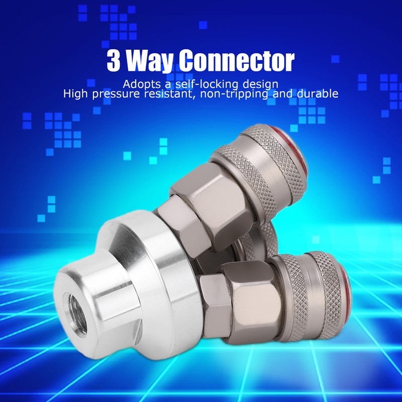 3 Way Connector Chrome Plated Pneumatic Component Carbon Steel G1/4in