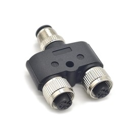 FOWIUNYE M12 Y Type Connector, 4 Pin 1 Male to 2 Female A Code Unshiled Adapter Industrial Circular Sensor IP67 Waterproof Field Assembly Wireable Connector