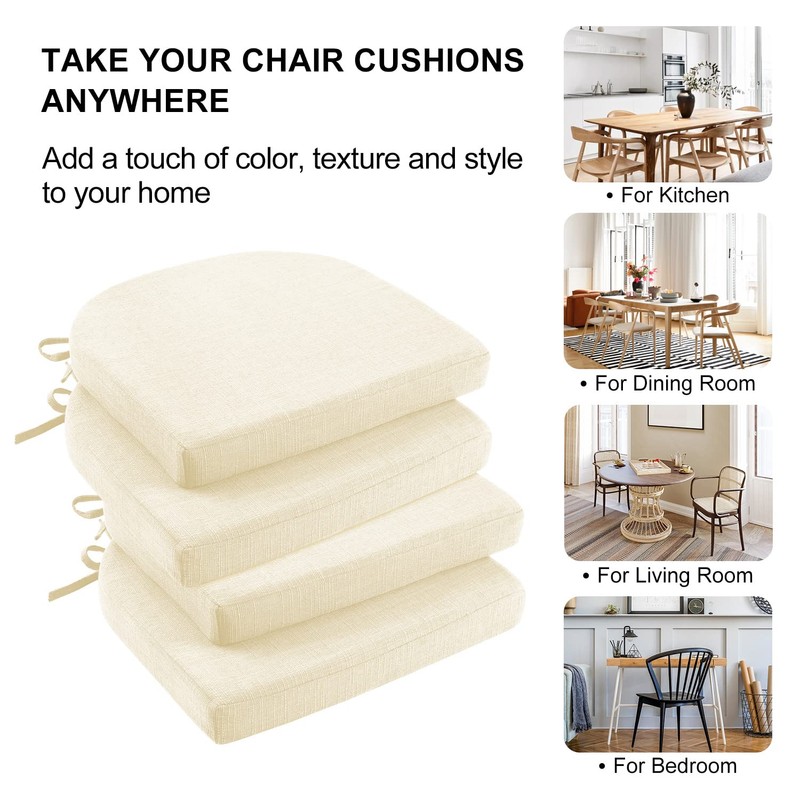 Wellsin Chair Cushions for Dining Chairs 4 Pack - Kitchen