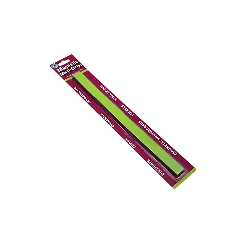 Ashley 3/4-inch x 12-inch Magnetic Magi-Strips, Lime Green, 12/Pack (ASH11019)