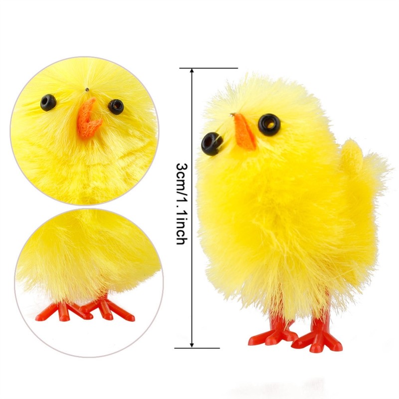 60PCS Mini Easter Yellow Chicks Decoration Toy Farm Animal Statues