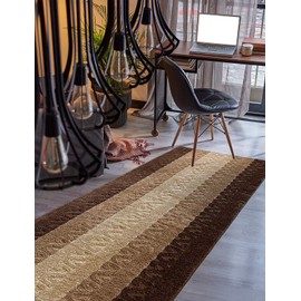 Custom Size Hallway Runner Rug Brown-Beige Color 31 inch Wide Select Your Length Non-Slip (Skid Resistance) Rubber Backing 2 feet x 31 inch