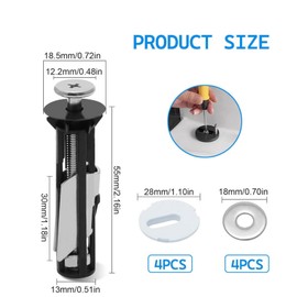 BDHI 4pcs Premium Toilet Seat Fittings Set - Toilet Seat Screws, Fixings, Stainless Steel Hinges - Universal Replacement Parts(Y304-4)