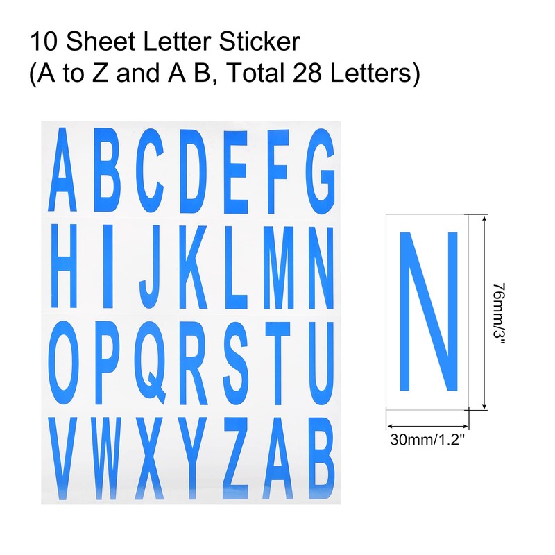 sourcing map 10pcs Blue Alphabet Letters Sticky Letters PVC Vinyl