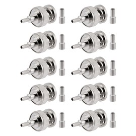 Vecys BNC Male Connector 50 Ohm BNC Male Crimp Connector for RG316 RG174 RF Coaxial Cable Pack of 10
