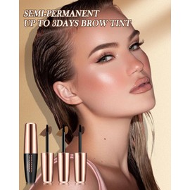 Eyebrow Tattoo Peel Off Gel Tint- 3Pcs Peel Off Tinted Eyebrow Tattoo Gel, Waterproof Transfer-proof Brow Stain, Long Lasting Up to 3 Days, Eye Brow Makeup Kit for Women, Brown & Light Brown & Gray