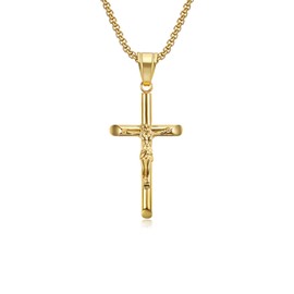 Clepsidra® Collar para hombre con cristo, accesorios para mujer de acero inoxidable Joyeria para mujer y hombre diseño religioso. Regalo elegante para primera comunion, confirmacion Bisuteria Necklace