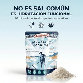 Sal Céltica Marina Fina de Bretaña, Francia | Nature's Blessings | 82 Minerales Esenciales, Sin Refinar, Secada al Sol, 250g
