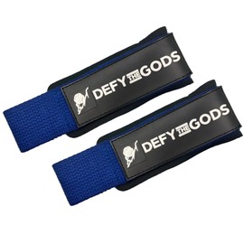 Defy The Gods Pull Wraps for Weightlifting, Cross-Training - Premium Quality Lasso Wrist Straps for Wrist Stability and Wrist Support in Strength Training, Pull Exercises (Blue/Gold)