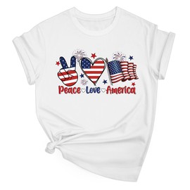 XLIEVO 4th of July Shirts Women:Premium Cotton Crewneck USA American Flag Patriotic Short Sleeved T-Shirt