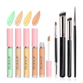 JasCherry Flüssig Make-up Abdeckstift, Langlebig Wasserfest für Alle Hauttypen, High Coverage Concealer für Augen Concealer Augenringe Gesichtsrötungen, Mattes Natürliches Concealer mit Bürstensatz