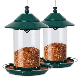EnjoyCool Metal Bird Feeder for Outdoors – 2.4LB Hanging Bird Feeder with 360-degree, Weatherproof & Rust-Resistant, Easy to Fill & Clean for Wild Bird Feeders in Backyard & Garden(2pcs)
