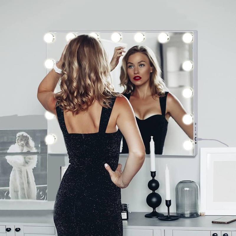 FENCHILIN Vanity Mirror with Lights, Hollywood Lighted Makeup Mirror with