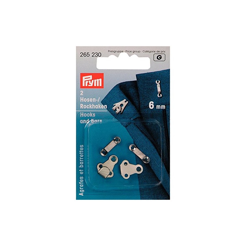 prim skirt hook & bar silver 0.2 inch (6 mm)