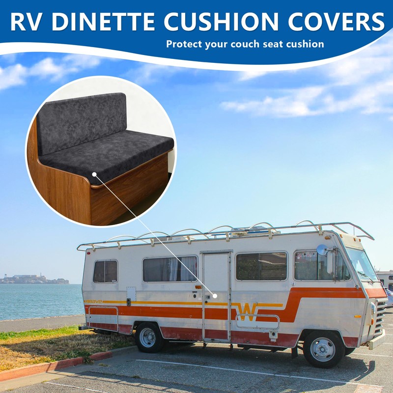 ANARACHON Leather Look RV Camper Dinette Cushion Covers, Washable RV