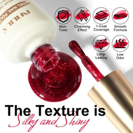 NXJ INFILILA 0.5 OZ Cat Eye Gel Polish, 15ML Holographic Glitter Shimmer Translucent Jelly Color Magnetic Red Nail Polish for Nail Art Manicure Salon DIY at Home JB38