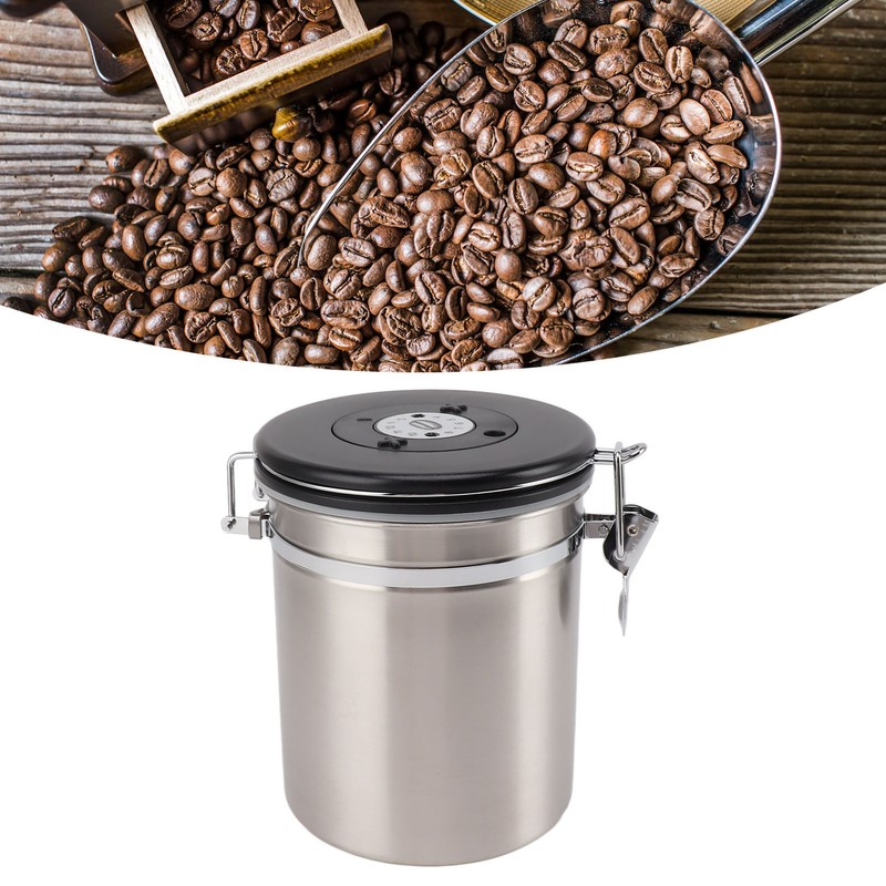1.5L Coffee Canister Coffee Container with Scoop Date Tracker Stainless