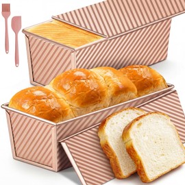 Adando Pullman Loaf Pan with Lid: 2.2lb Dough Capacity Carbon Steel Nonstick Bread Pan for Oven Baking - for Homemade Sourdough and Sandwich Bread - Essential for Home Bakers Family Kitchen (1 Pack)