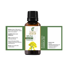 Sheer Essence CANOLA Oil 100% Pure Undiluted Natural Uncut Therapeutic Grade Cold Pressed Carrier Oils for Skin, Hair and Aromatherapy 500ML