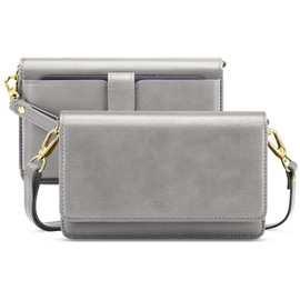 nuoku Small Gray Crossbody Bag for Women, RFID Blocking Handbag with Credit Card Slots, Cell Phone Purse with Phone Pocket (4.52 x 6.89 x 1.57 inches, 0.30 kg)