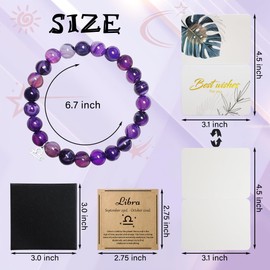 ZCCLINN Libra Bracelets Birthday Gifts - Zodiac Astrology Bracelets Present for Women, Horoscope Libra Constellation Crystal Purple Unique Jewelry with Wish Card for Mom Friend Lady