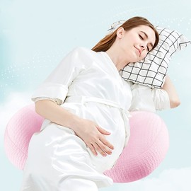 Pregnancy Pillow For Side Sleeping Adjustable Maternity Bump Pillow Cozy Pregnant Women Nursing Pillow 30° Support Cushion For Belly Back Waist Legs-Washable Cotton Cover-Perfect Pregnant Mom Gift