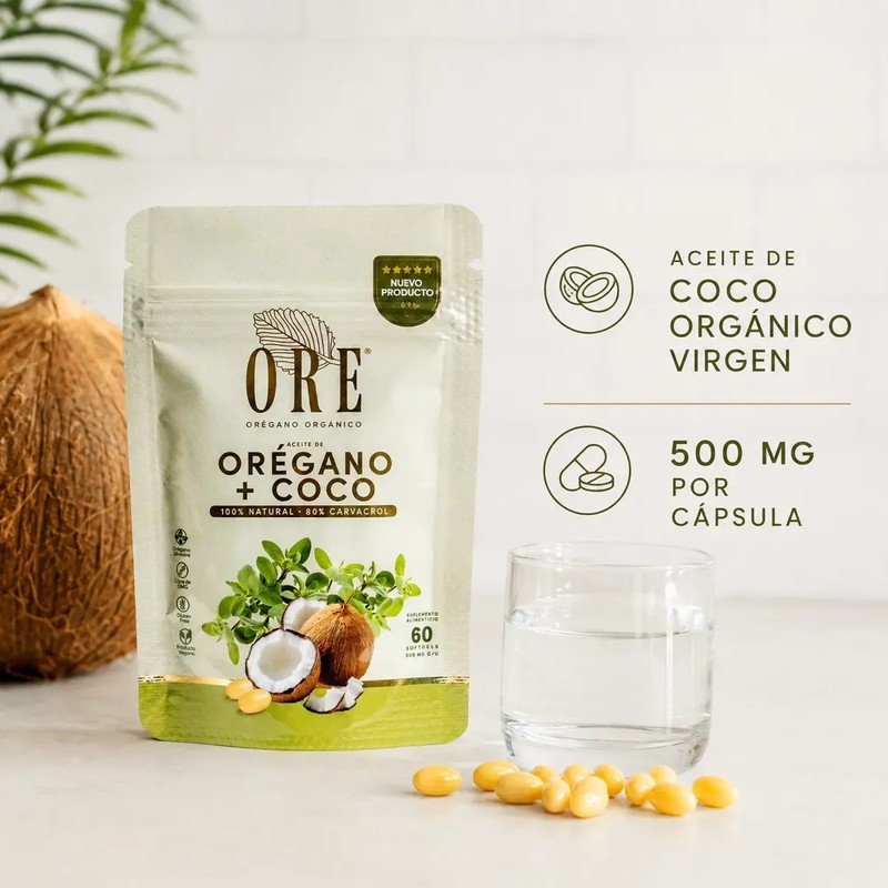 Aceite De Orégano Y Coco Ore 60 Cápsulas Softgel Orgánico
