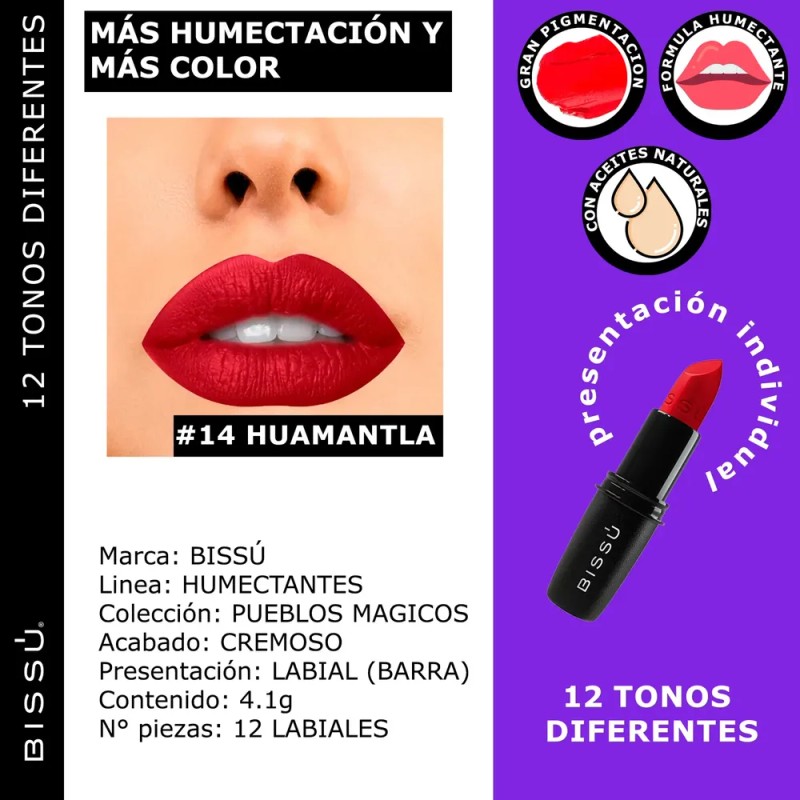 Kit Set 12 Labiales Bissu Humectantes Tonos Cafés/rojos