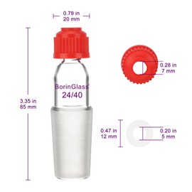 BorinGlass Thermometer Inlet Adapter, Heavy Duty Borosilicate Glass Distillation Apparatus Accessory with 24/40 Inner Joint, 80mm Height, 1 Pack