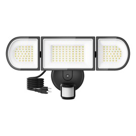 SZPOWER 150W Plug in Motion Flood Lights Outdoor, 15000LM LED Motion Sensor Outdoor Lights Dusk to Dawn, Security Floodlights Waterproof IP65, Exterior Lighting for Outside, House, Garage