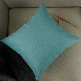 YOUR SMILE Pack of 2 Canves Faux Linen Throw Pillow Covers 18x18inch Square Rustic Farmhouse Decorative Burlap Pillowcases Cushion Covers for Couch Bed Sofa Living Room Sky Blue