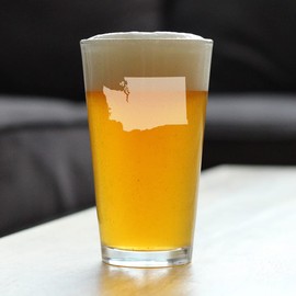 Washington State Outline Pint Glass for Beer - State Themed Drinking Decor and Gifts for Washingtonian Women & Men - 16 Oz Glasses