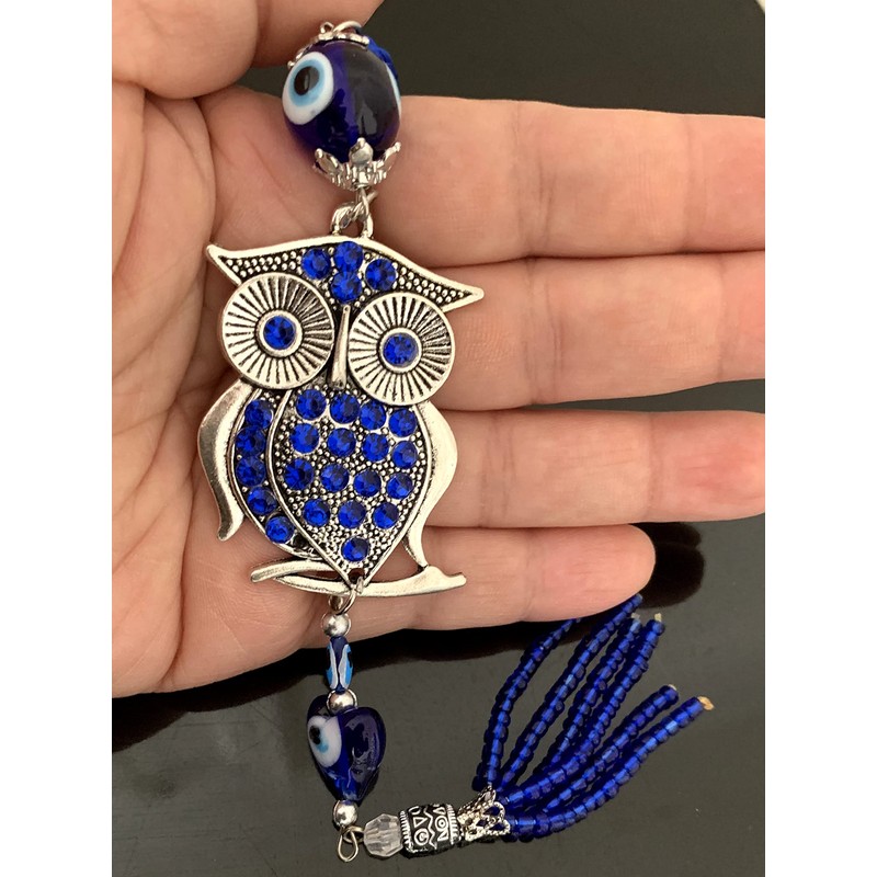 Blue Evil Eye Owl Car or Wall Decor Charm Hanging