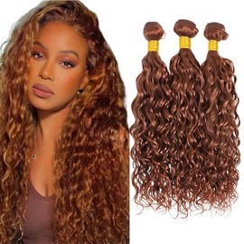 Color 30 Bundles Light Brown Water Wave Bundles Unprocessed Brazilian Virgin Remy Hair Extensions 14 16 18 Inch