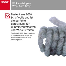 NOOR Wool Cord Made of Sheep's Wool, Length 3 m, Diameter 1 cm, 4 mm Thickness, Brown, Made of 100% Natural Fibre Binding Cord for Plant Protection Mats