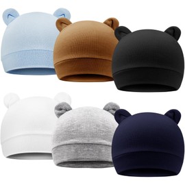 Baby Bear Beanie Hat, Cotton, Several Neutral or Bold Colors, Infant to Toddler (CA/US, Age, 0 Months, 24 Months, Purple)