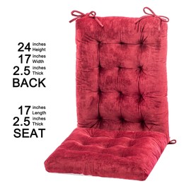 MOIRIG Rocking Chair Cushion, Christmas Chair Cushions and Pads for Home and Kitchen, Indoor Back and Seat Cushion for Desk Chair, Dining Chairs and Office Chair (Red, Flannel 1)