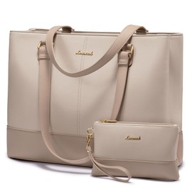 LOVEVOOK Laptop Tote Bag for Women 15.6 Inch Work Bag Leather Laptop Purse with Clutch, Large Computer Briefcase Bag for Office Business Teacher Casual