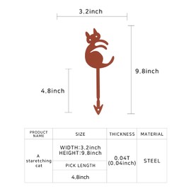 Steel Deco Garden Garden Decoration Powder Paint Coating - Gardenpot Pick-Steel-Brown- A Stretching cat