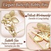 SAWINDA Gold Butterfly Hair Clips (Pack of 6) - Formal