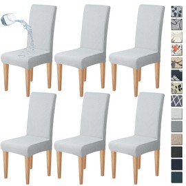 Juego de 6 fundas impermeables de dióxido para sillas de comedor, fundas de silla de comedor de alta elasticidad, fundas de asiento suaves extraíbles para el hogar, cocina, fiesta, hotel, restaurante