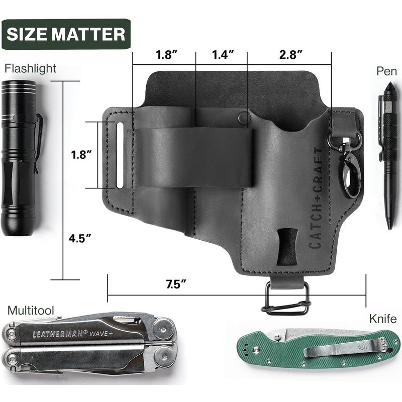 EDC Multitool Sheath for Belt - Compact Knife and Flashlight