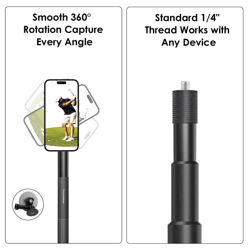 Golf Filming Stick, Record Golf Swing with Magnetic Phone Holder,