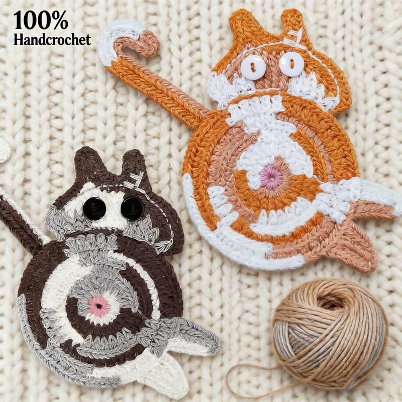 Coasters Set of 5, Fun Woven Creative Cat Coasters, Cute