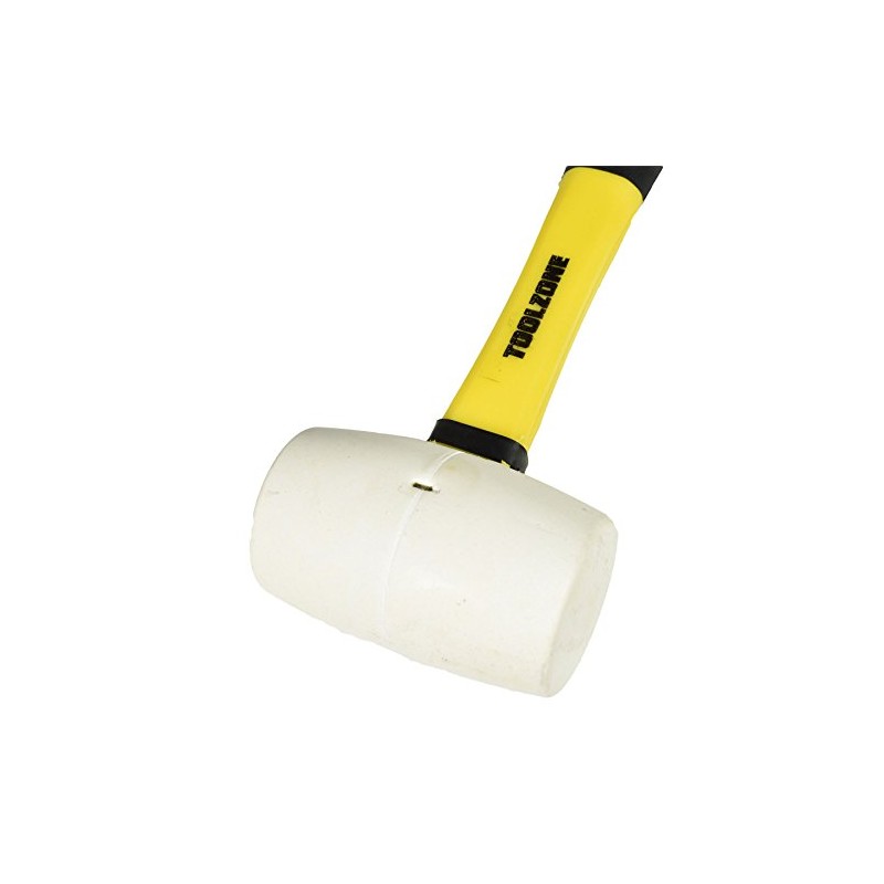 16oz White Rubber Mallet Non Marking Hammer with Fibreglass Handle