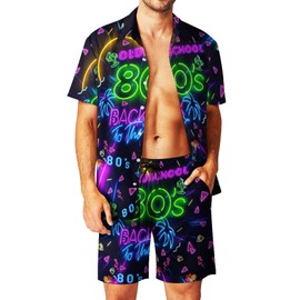 Nosirhoc Men's 2 Piece Tracksuit funny hawaiian shirts for men Button Down Shirt Shorts rave Outfits With Bucket Hats, Color 10, Medium